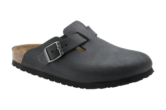 Birkenstock Unisex Boston Oiled Leather Clog Sandals  - Black, Size 36 EU 