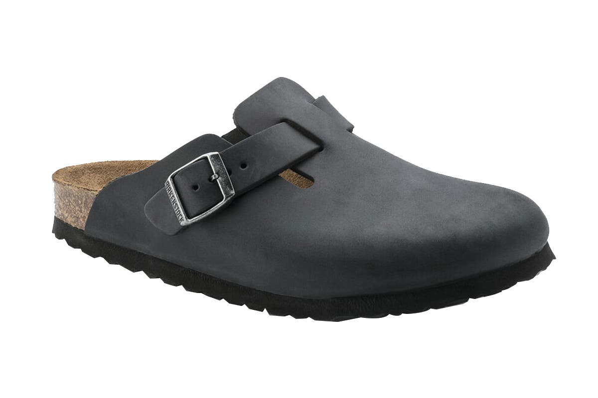 Birkenstock Boston Oiled Leather Clog Sandal  - Black, Size 46 EU 