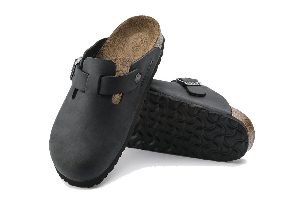 Birkenstock Boston Oiled Leather Regular Fit Clog (Black, Size 46 EU)