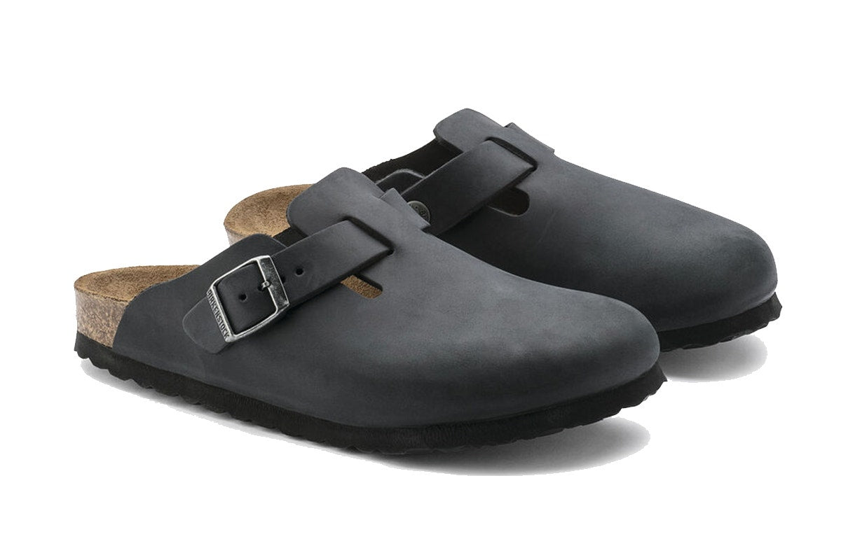 Birkenstock Boston Oiled Leather Regular Fit Clog (Black, Size 46 EU)