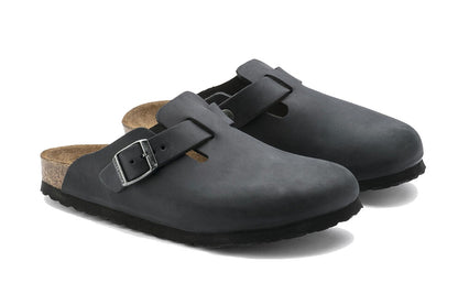 Birkenstock Boston Oiled Leather Regular Fit Clog (Black, Size 46 EU)