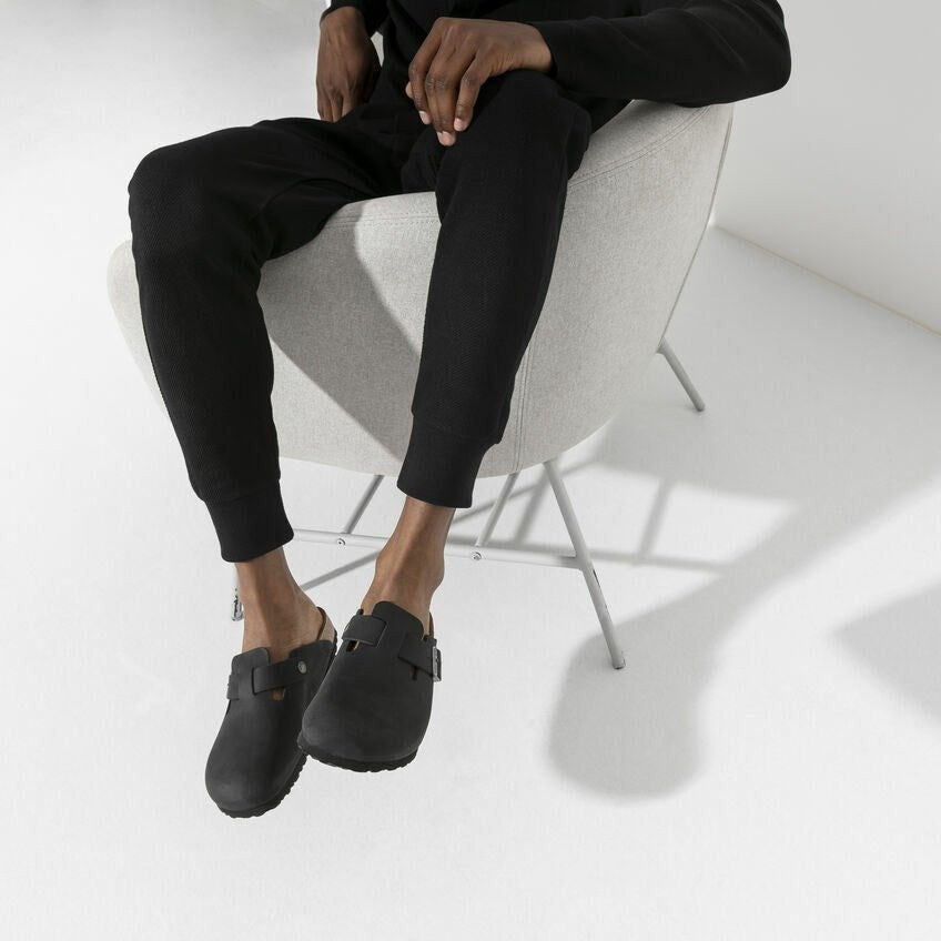 Birkenstock Boston Oiled Leather Regular Fit Clog (Black, Size 46 EU)