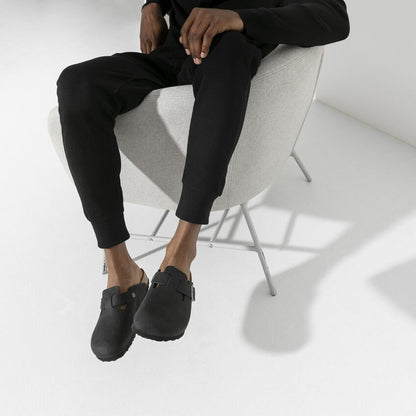 Birkenstock Boston Oiled Leather Regular Fit Clog (Black, Size 46 EU)