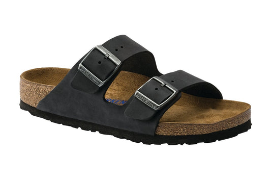 Birkenstock Arizona Oiled Leather Soft Footbed Regular Fit Sandal (Black, Size 45 EU)