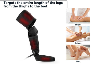 Air Compression Full Leg Massager - Adjustable Fit, 6 Modes, Auto Shut-off