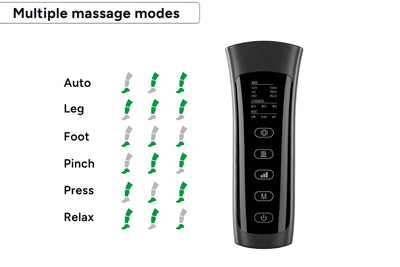 Air Compression Full Leg Massager - Adjustable Fit, 6 Modes, Auto Shut-off