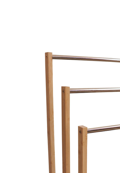 Bamboo Towel Bar Metal Holder Rack 3-Tier Freestanding for Bathroom and Bedroom | Auzzi Store