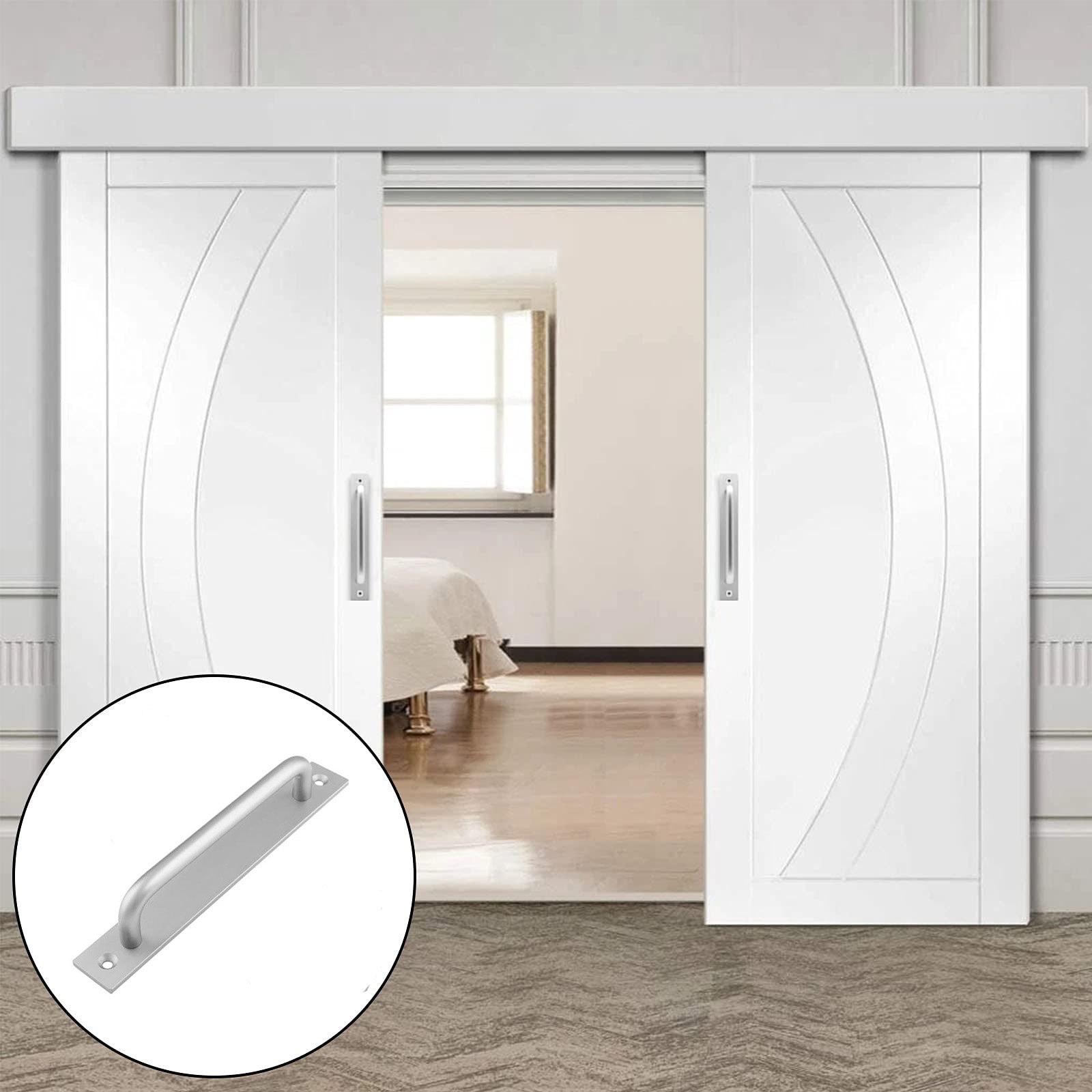 Barn Door Handle Sliding Pull Cabinet Door Handles Drawer knobs Kitchen Handles Silver | Auzzi Store