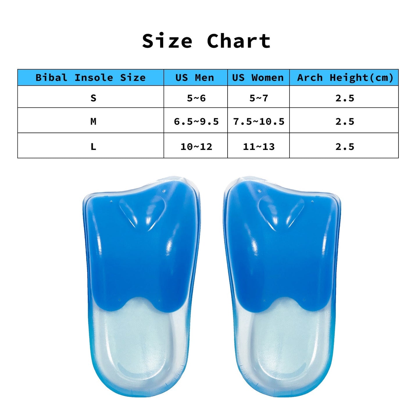 Bibal Insole 4X Pair L Size Gel Half Insoles Shoe Inserts Arch Support Foot Pad | Auzzi Store