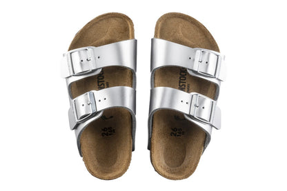 Birkenstock Kids Arizona Birko-Flor Sandal (Electric Metallic Silver) | Auzzi Store