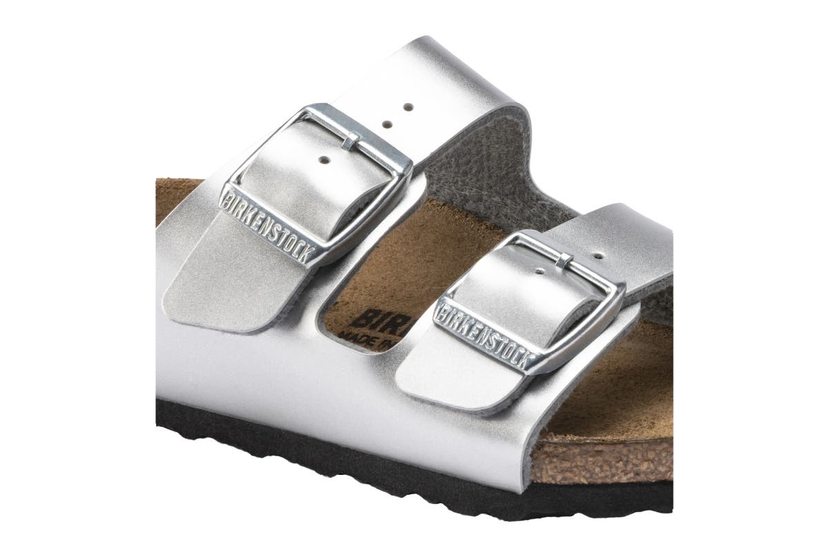 Birkenstock Kids Arizona Birko-Flor Sandal (Electric Metallic Silver) | Auzzi Store