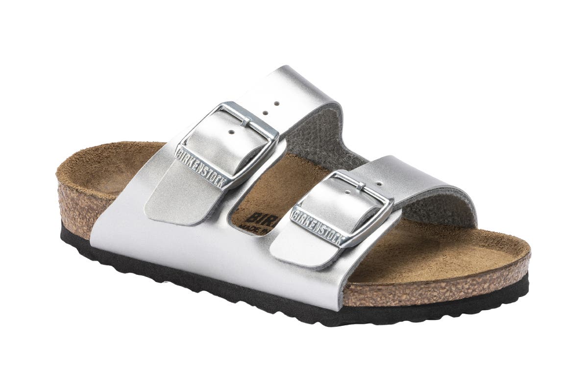 Birkenstock Kids Arizona Birko-Flor Sandal (Electric Metallic Silver) | Auzzi Store