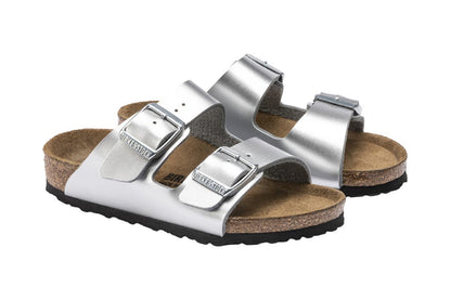 Birkenstock Kids Arizona Birko-Flor Sandal (Electric Metallic Silver) | Auzzi Store