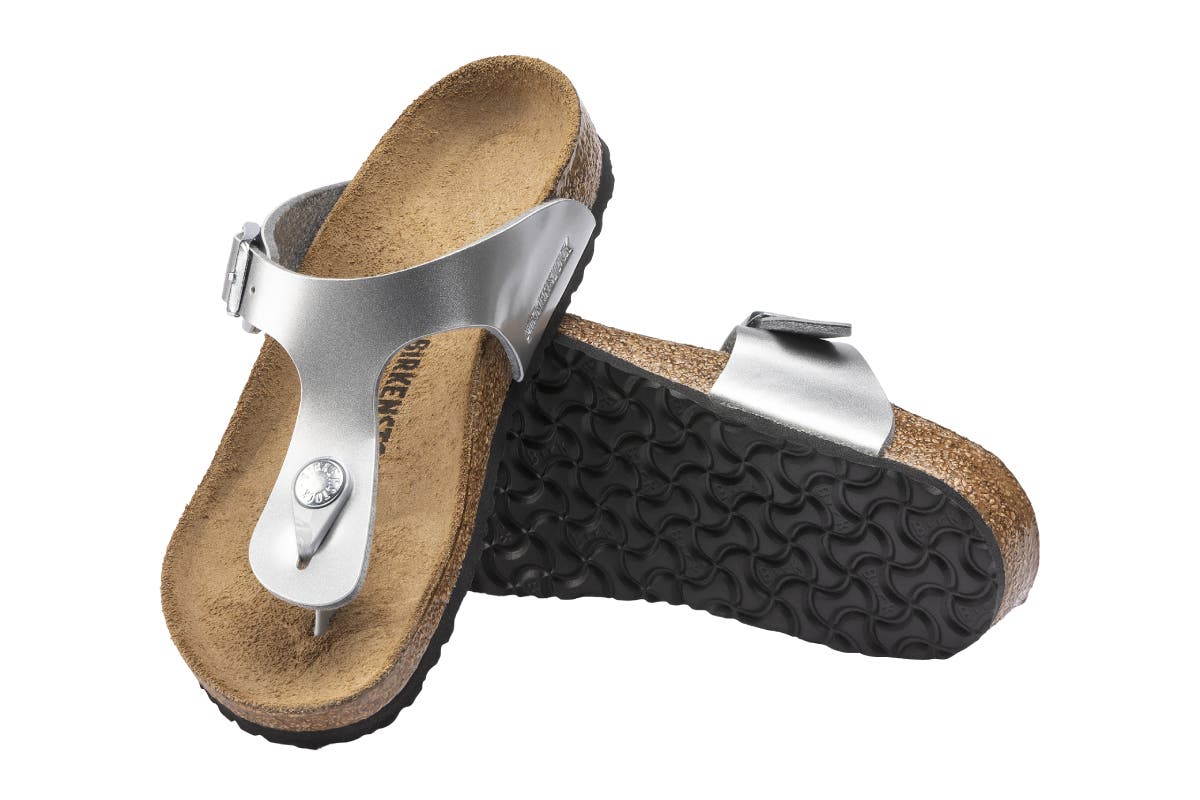 Birkenstock Kids Gizeh Birko-Flor Sandal (Electric Metallic Silver) | Auzzi Store