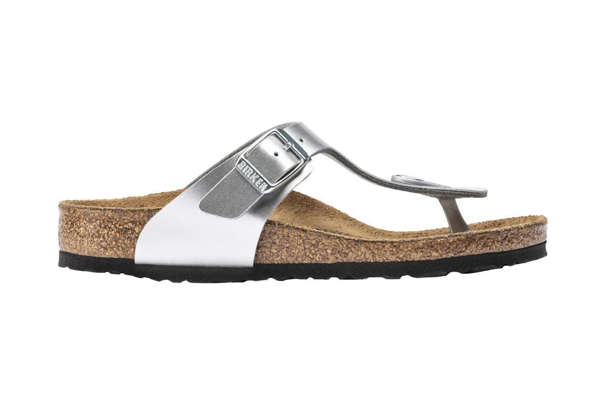 Birkenstock Kids Gizeh Birko-Flor Sandal (Electric Metallic Silver) | Auzzi Store