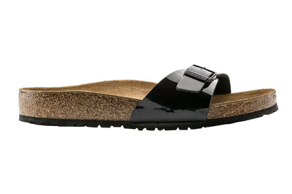 Birkenstock Unisex Madrid Birko-Flor Narrow-Fit Sandal (Black Patent) | Auzzi Store