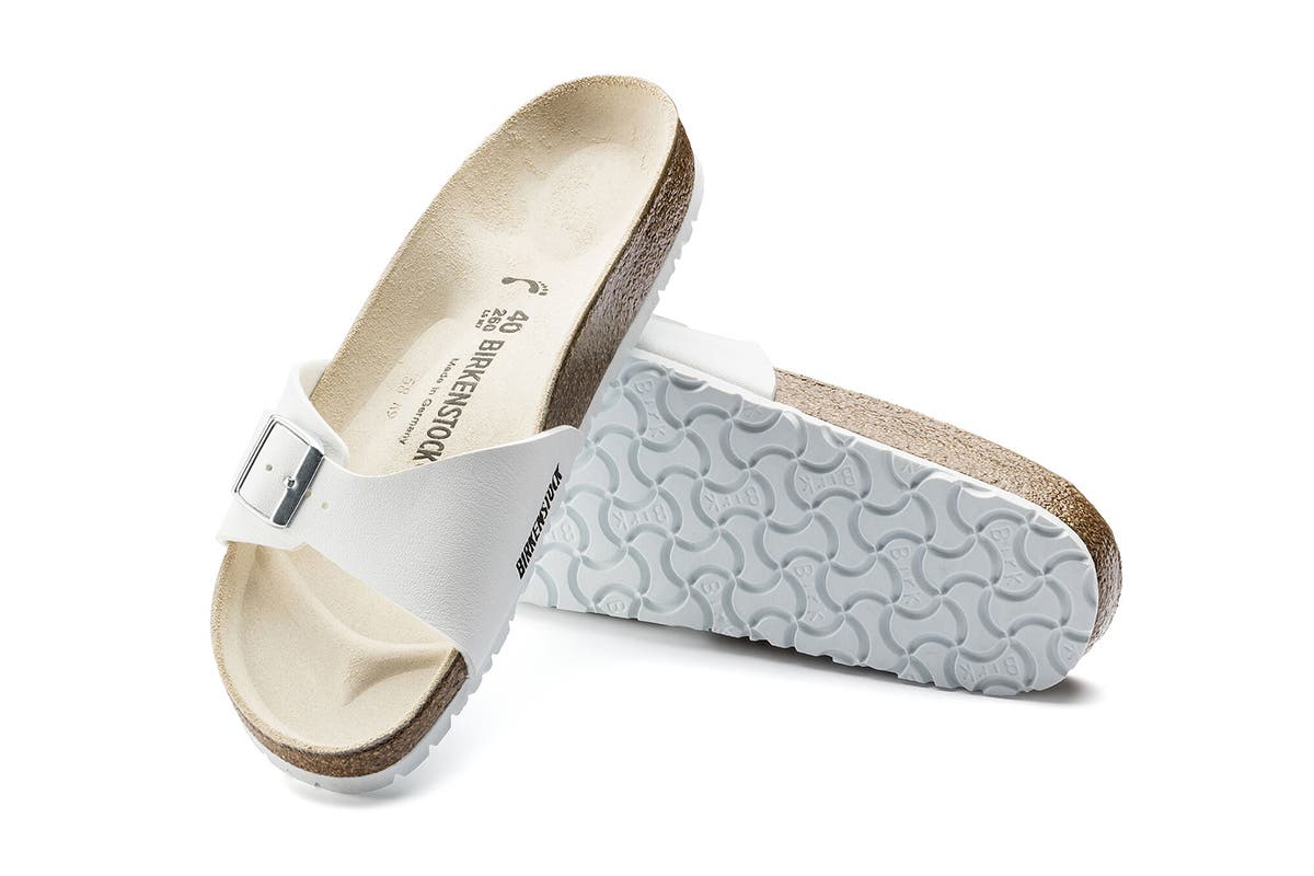 Birkenstock Unisex Madrid Birko-Flor Narrow-Fit Sandal (White) | Auzzi Store