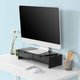 Black Monitor Stand Desk Organizer with 2 Drawers | Auzzi Store