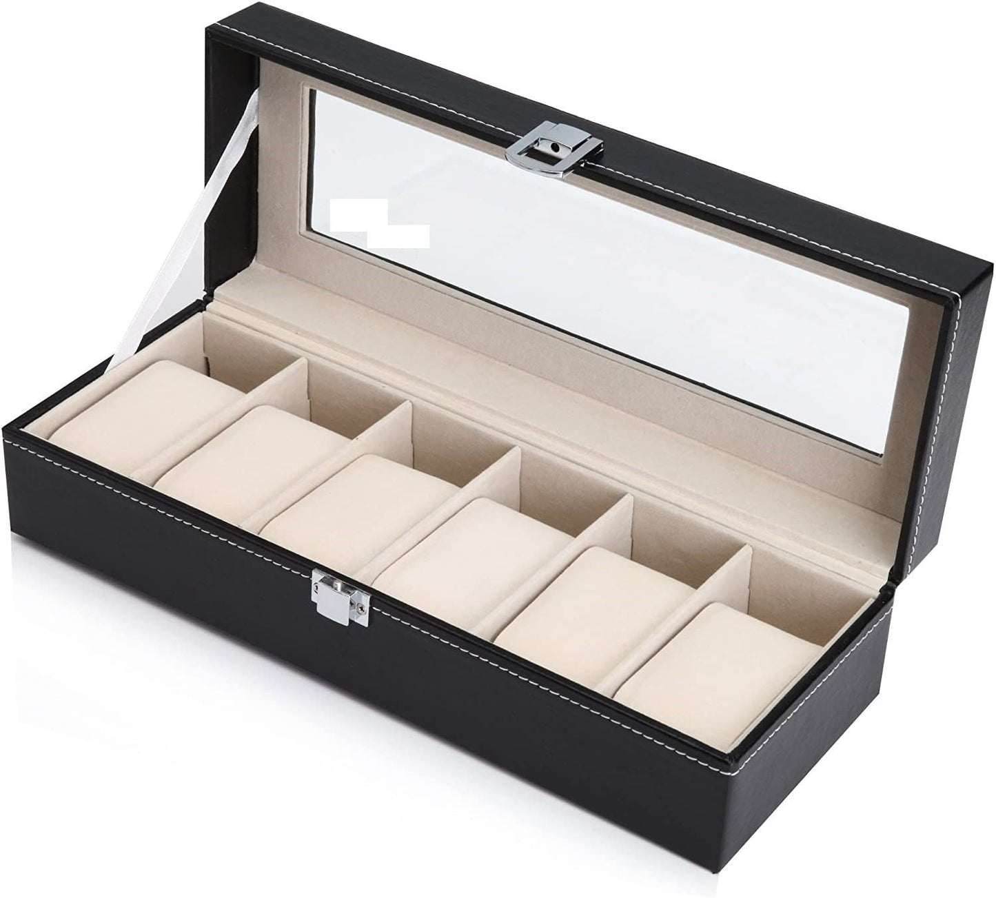 Black PU Leather Watch Organizer Display Storage Box Cases for Men & Women (6 slots) | Auzzi Store