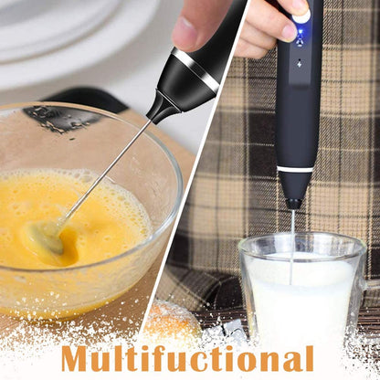 Black Rechargeable Electric Milk Frother Handheld (3 Speeds) | Auzzi Store