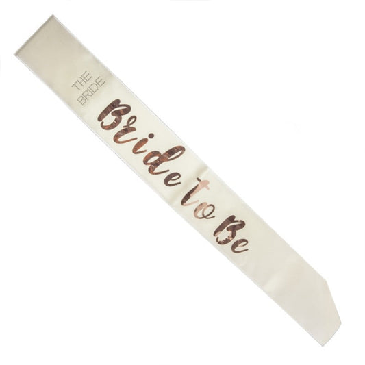 Bride to Be Rose Gold on White Sash | Auzzi Store