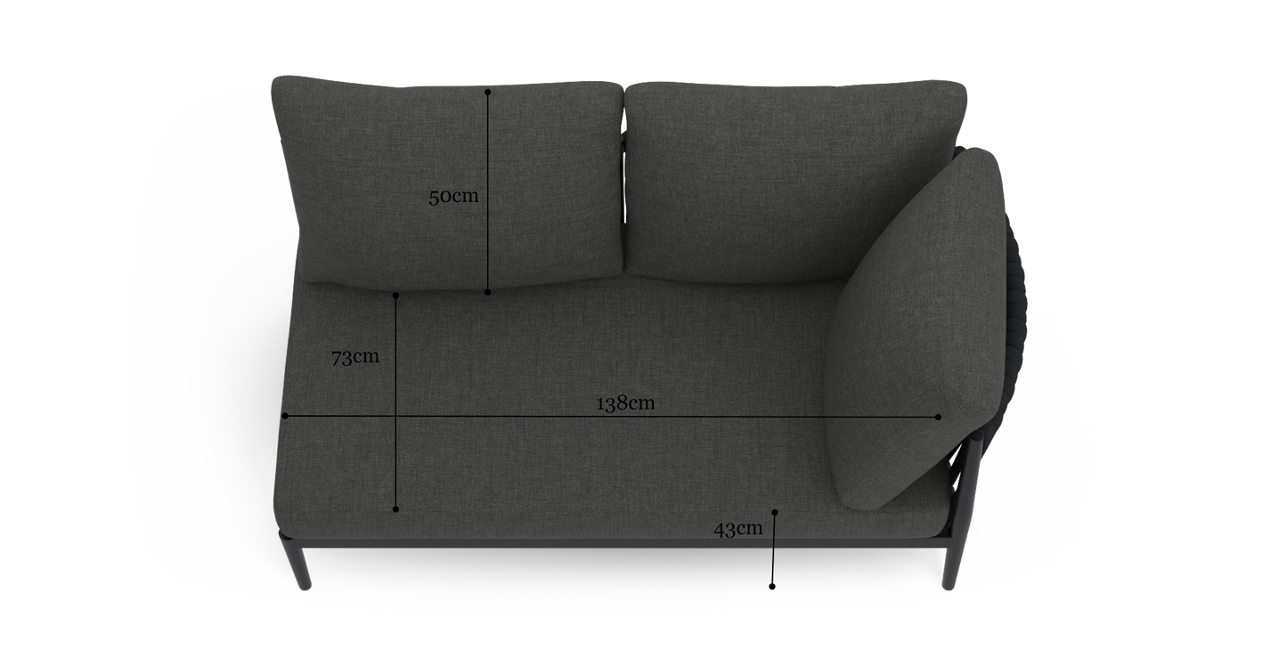 Brosa Maui 2 Seater Outdoor Sofa Piece (Deep Flint, Right Arm) | Auzzi Store