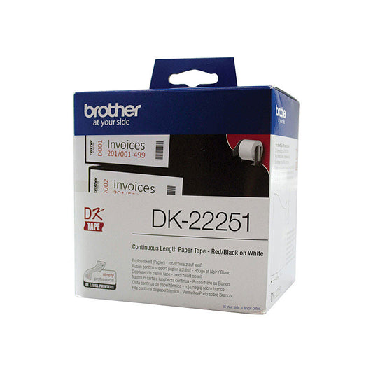 Brother DK-22251 Consumer Paper Roll - PAPER ROLL 62MM X 15.24M (WITH BLACK/RED PRINT) | Auzzi Store