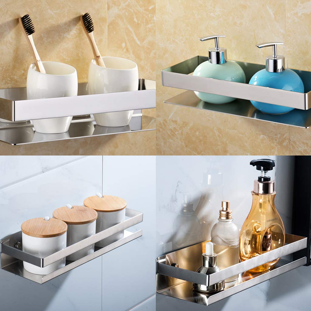 Brushed Bathroom Shower Shelf Kitchen Rack Storage Shelves Shampoo Holder Organizer | Auzzi Store