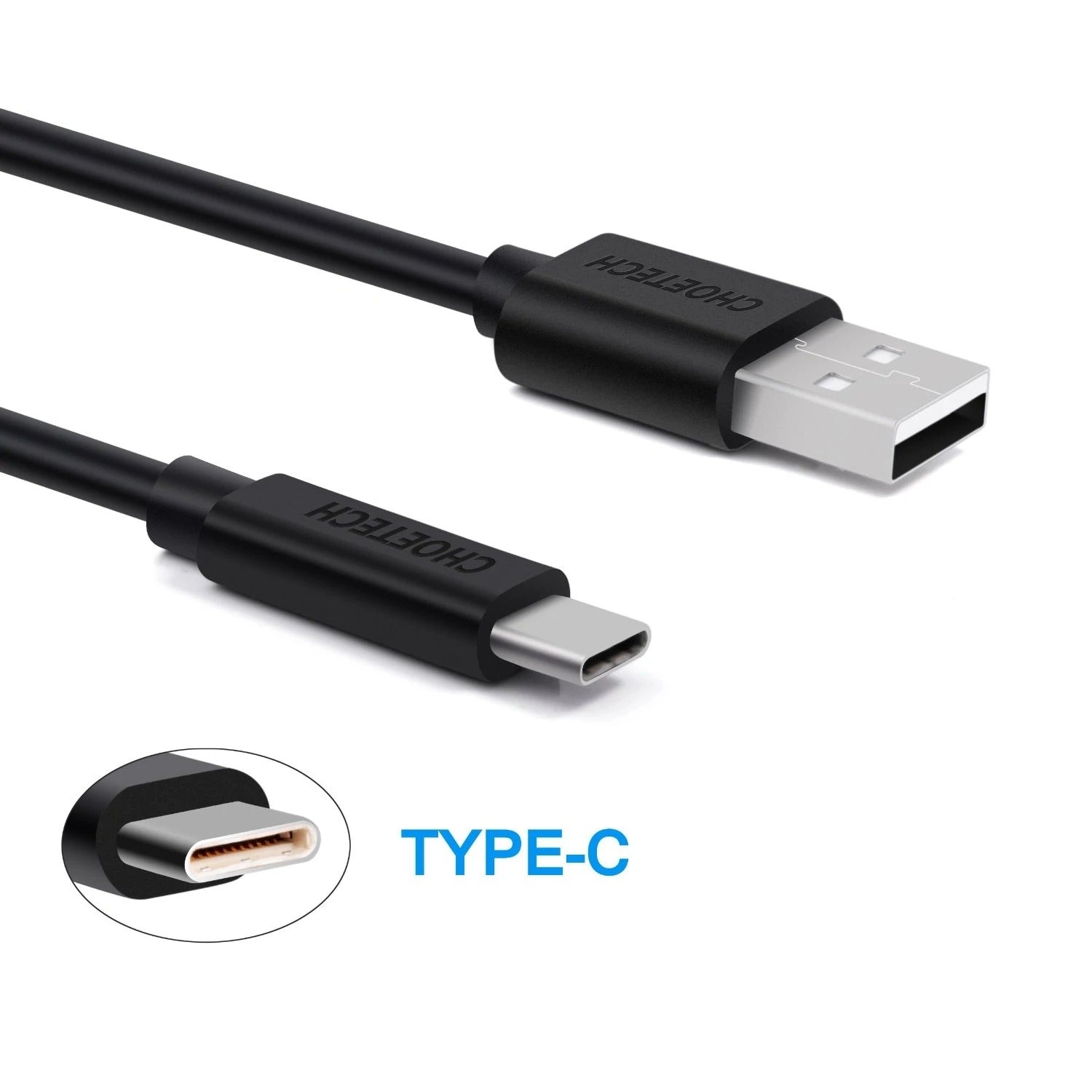 CHOETECH AC0004 USB-A to USB-C Charge & Sync Cable 3M Black | Auzzi Store