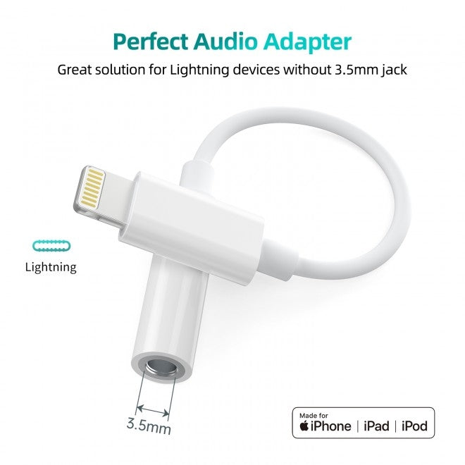 CHOETECH AUX005 iPhone 8-pin to 3.5mm Headphone Adapter | Auzzi Store