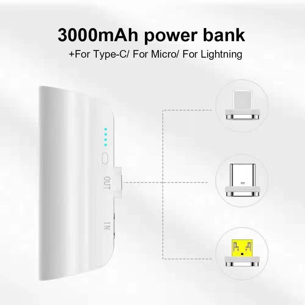 CHOETECH B660-WH 3000mAh Mini Power Bank with 3 Magnetic Connectors (White) | Auzzi Store