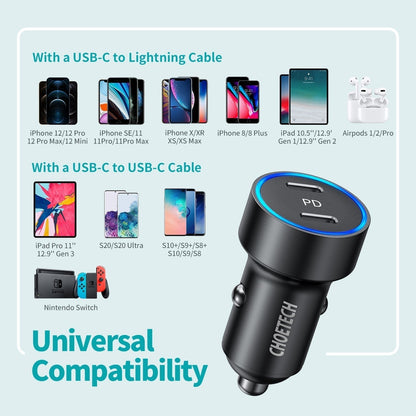 CHOETECH C0054 2-Port 40W USB-C Car Charger Adapter | Auzzi Store