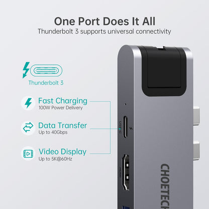 CHOETECH HUB-M24 7-in-2 MacBook Pro/Air USB Adapter USB-C Hub | Auzzi Store
