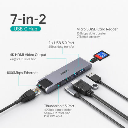 CHOETECH HUB-M24 7-in-2 MacBook Pro/Air USB Adapter USB-C Hub | Auzzi Store