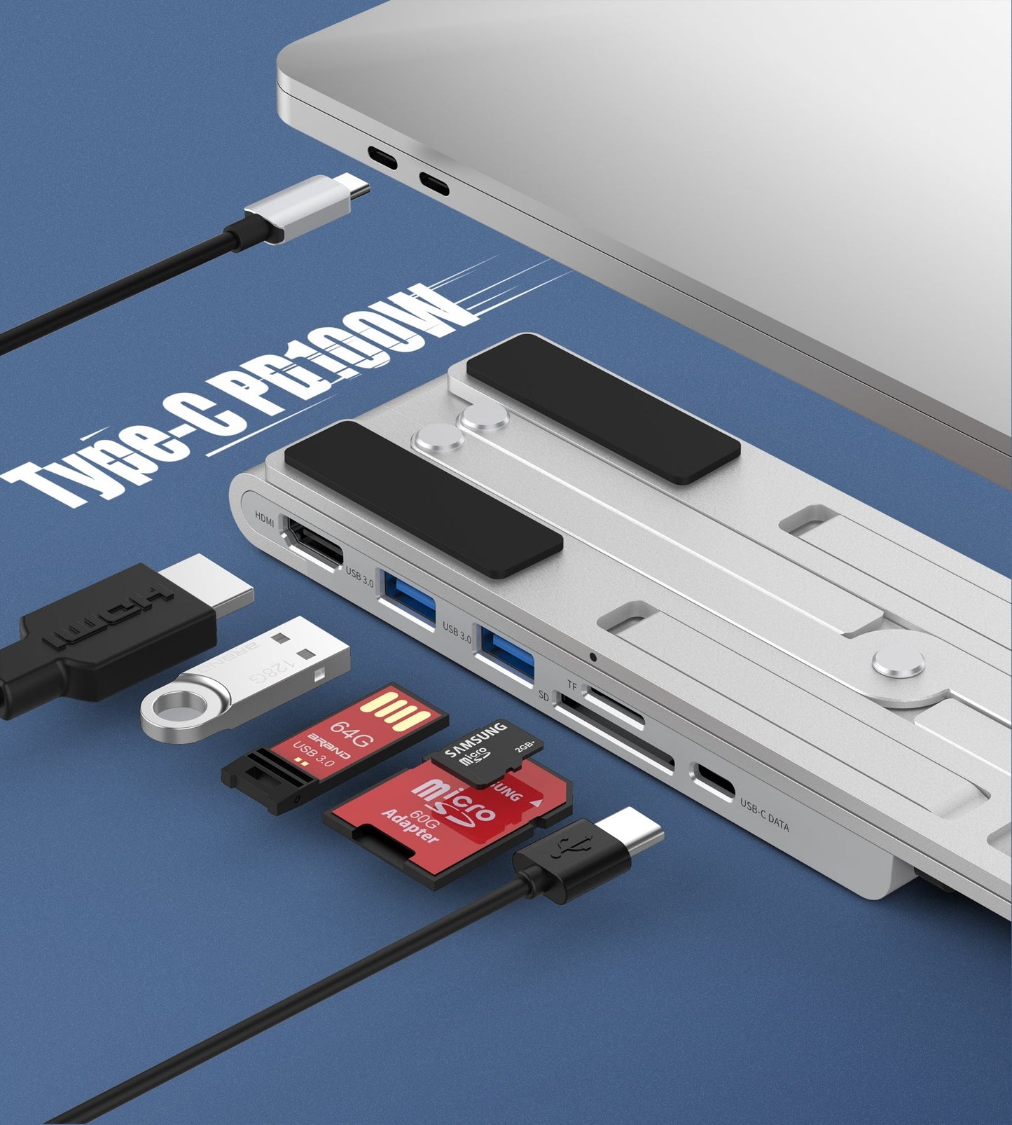 CHOETECH HUB-M43 7-in-1 USB-C Multiport Adapter with Foldable Laptop Stand | Auzzi Store