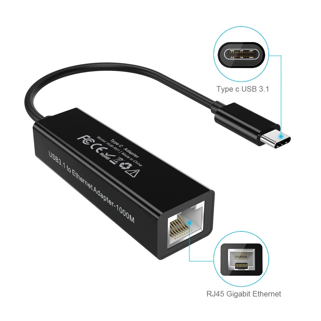 CHOETECH HUB-R01 USB 3.1 Type-C To RJ45 Gigabit Ethernet Adapter | Auzzi Store