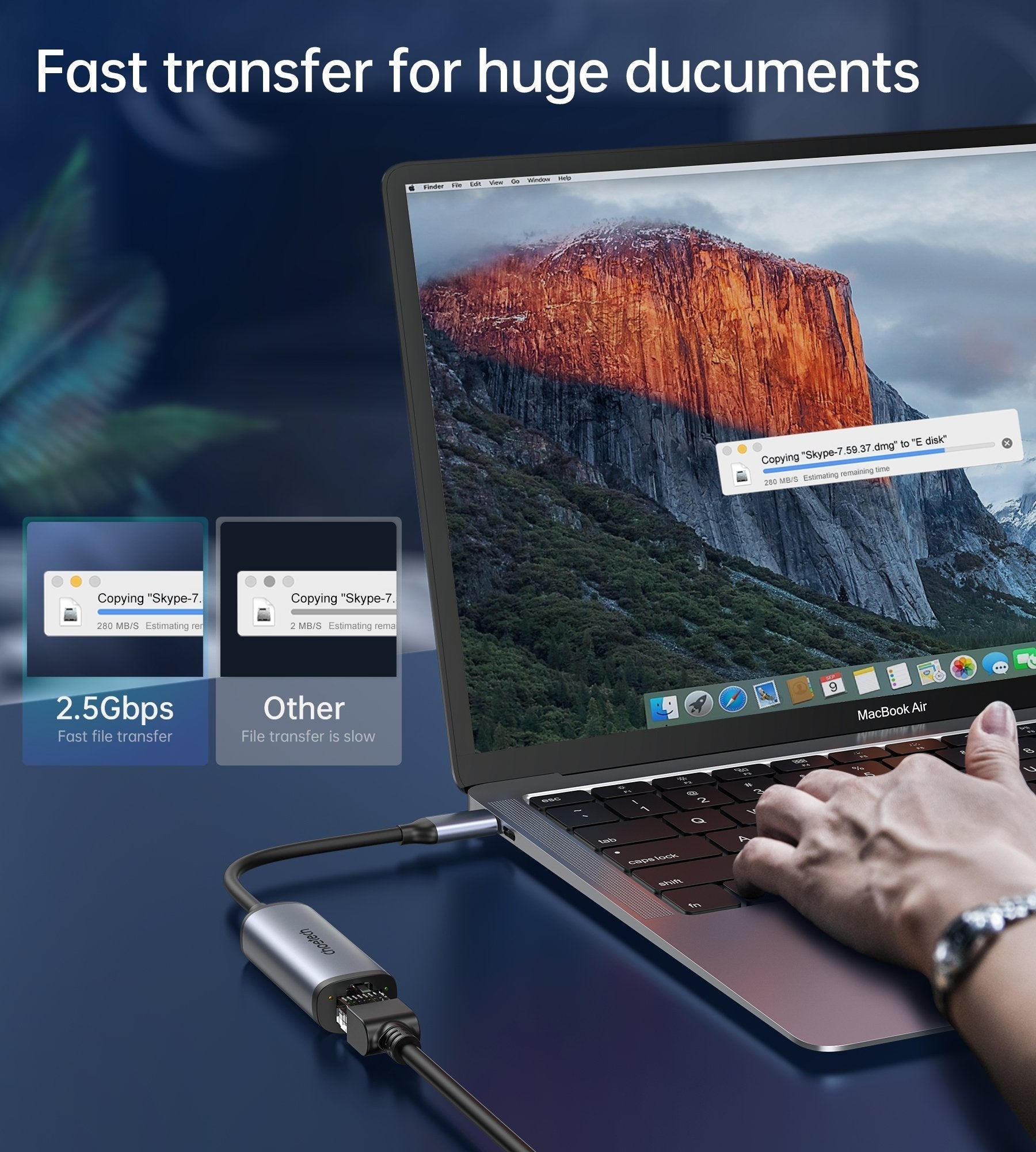 CHOETECH HUB-R02 USB-C to Gigabit Ethernet Adapter | Auzzi Store