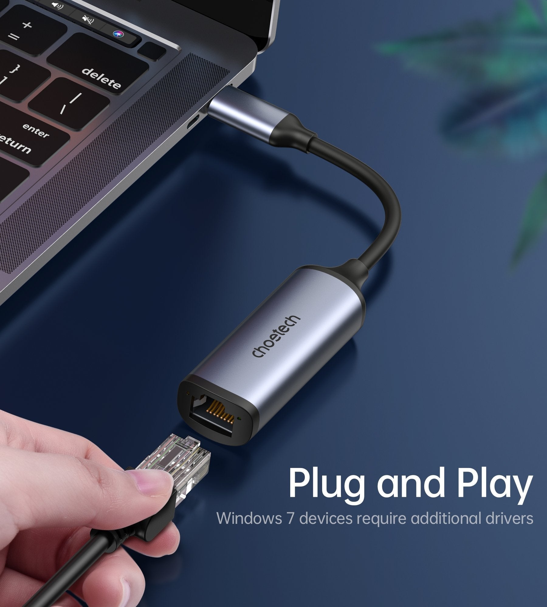 CHOETECH HUB-R02 USB-C to Gigabit Ethernet Adapter | Auzzi Store