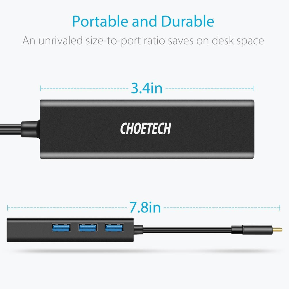 CHOETECH HUB-U02 USB-C To Ethernet Hub | Auzzi Store