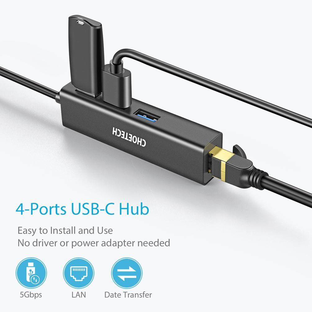 CHOETECH HUB-U02 USB-C To Ethernet Hub | Auzzi Store