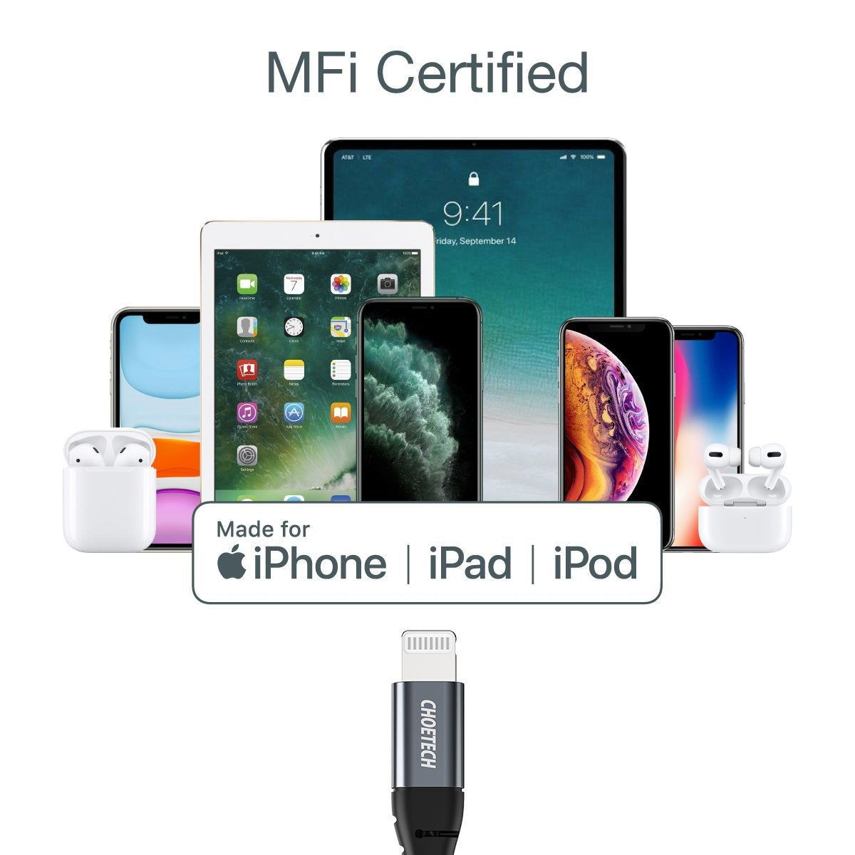 CHOETECH IP0039 USB-C To iPhone MFi Certified Cable 1.2M | Auzzi Store