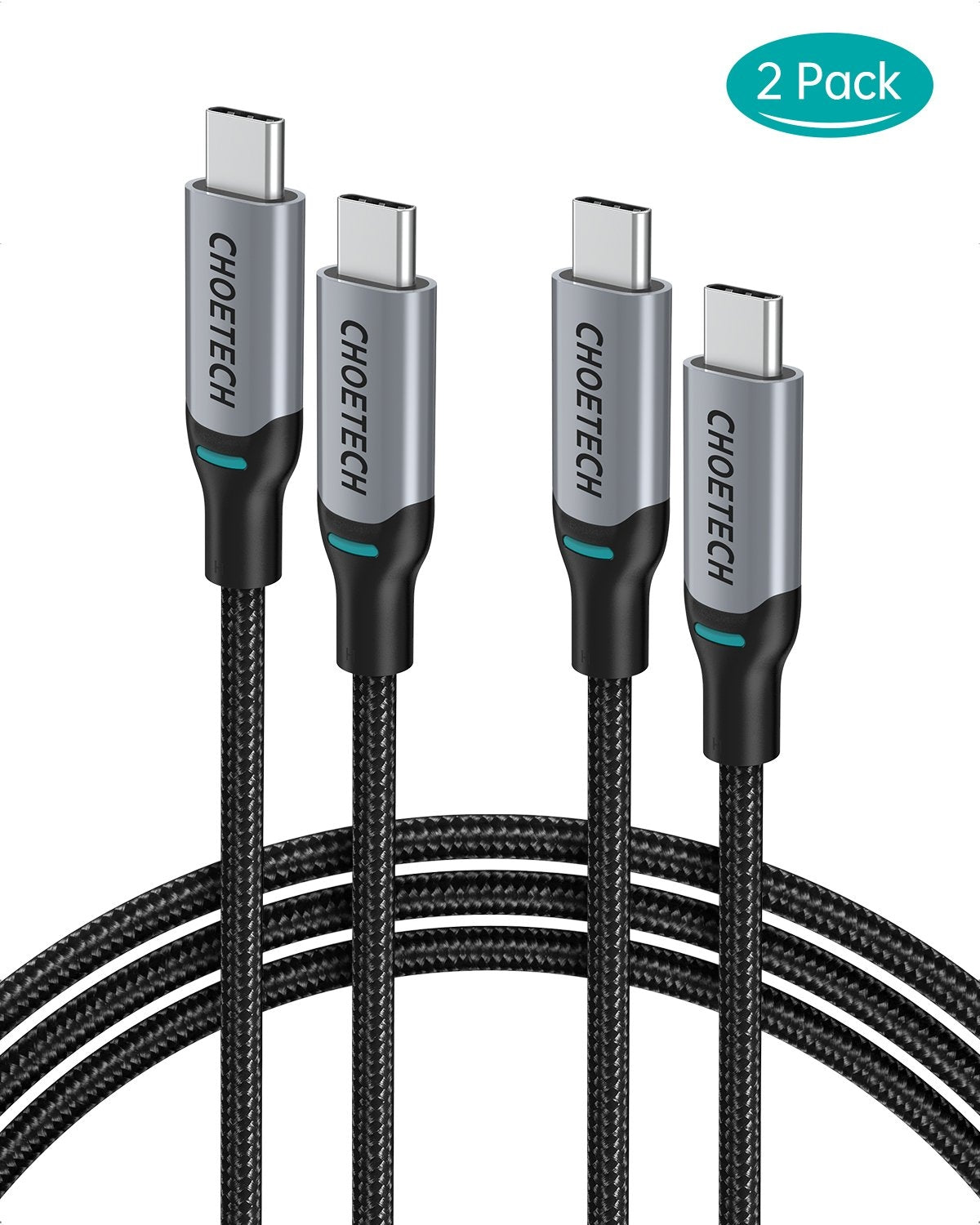 CHOETECH MIX00073 (XCC-1002 x2) 100W USB-C Braided Fast Charging Cable 1.8M 2 Pack | Auzzi Store