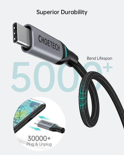 CHOETECH MIX00073 (XCC-1002 x2) 100W USB-C Braided Fast Charging Cable 1.8M 2 Pack | Auzzi Store