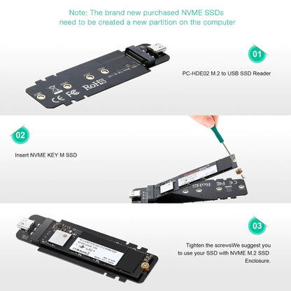 CHOETECH PC-HDE02 M.2 to USB SSD Reader (Enclosure only) Supports M-Key (PCI-E NVMe-based) | Auzzi Store