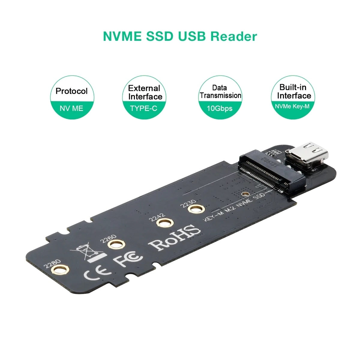 CHOETECH PC-HDE02 M.2 to USB SSD Reader (Enclosure only) Supports M-Key (PCI-E NVMe-based) | Auzzi Store