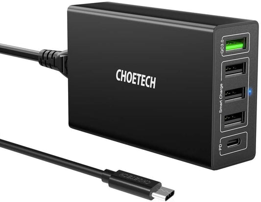 CHOETECH Q34U2Q 5-Port 60W PD Charger with 30W Power Delivery and 18W Quick Charge 3.0 | Auzzi Store