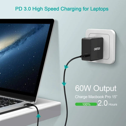 CHOETECH Q4004 60W PD 3.0 Type-C Fast Charging Foldable Adapter USB-C Charger | Auzzi Store