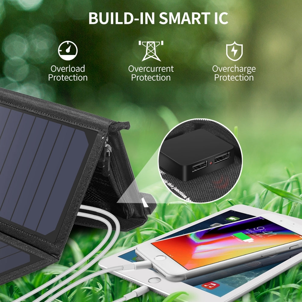 CHOETECH SC001 19W Portable Solar Panel Charger SunPower Panels Dual USB Charger for Camping/RV/Outdoors | Auzzi Store