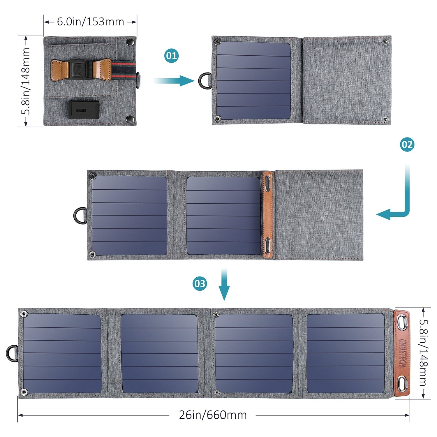 CHOETECH SC004 14W USB Foldable Solar Powered Charger | Auzzi Store