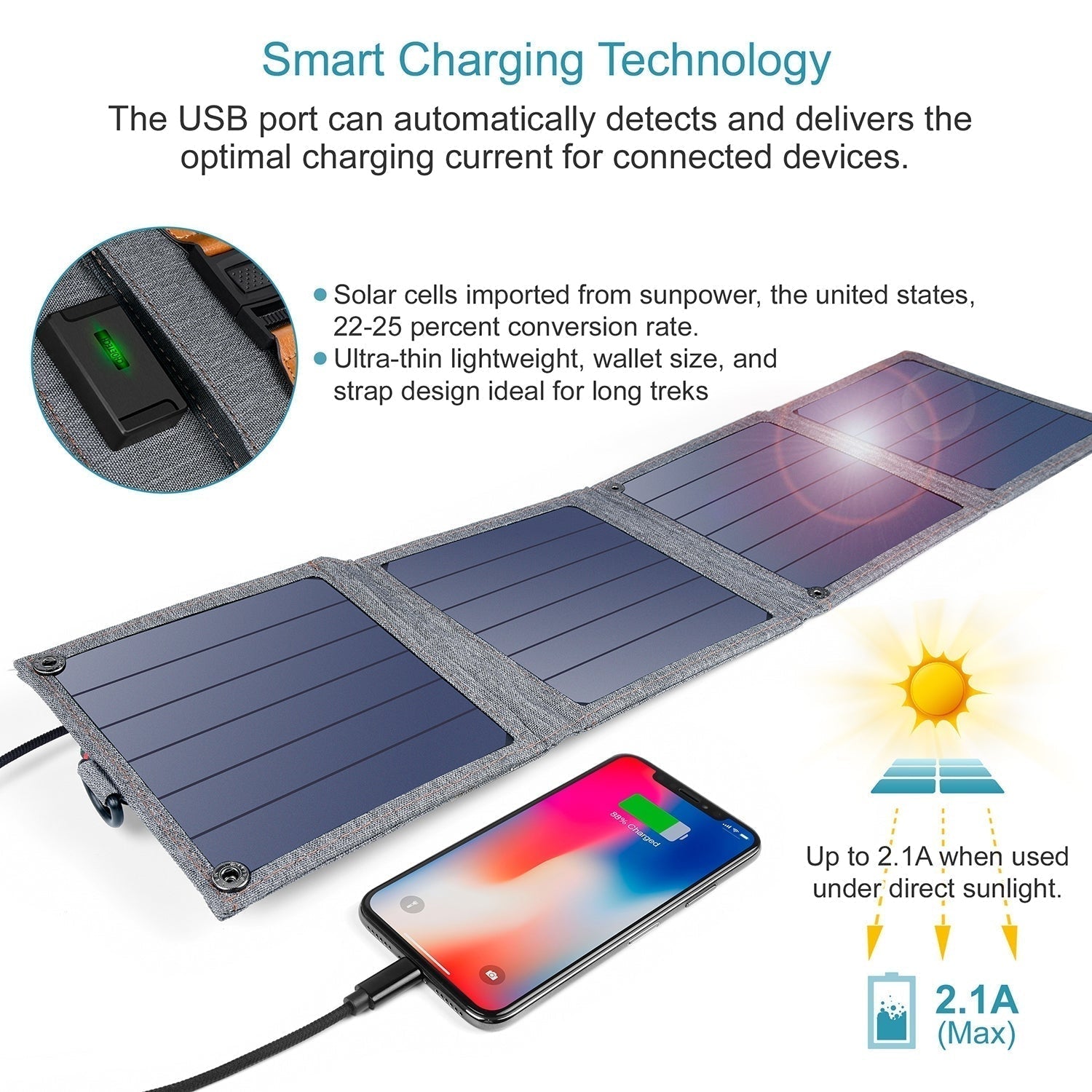 CHOETECH SC004 14W USB Foldable Solar Powered Charger | Auzzi Store